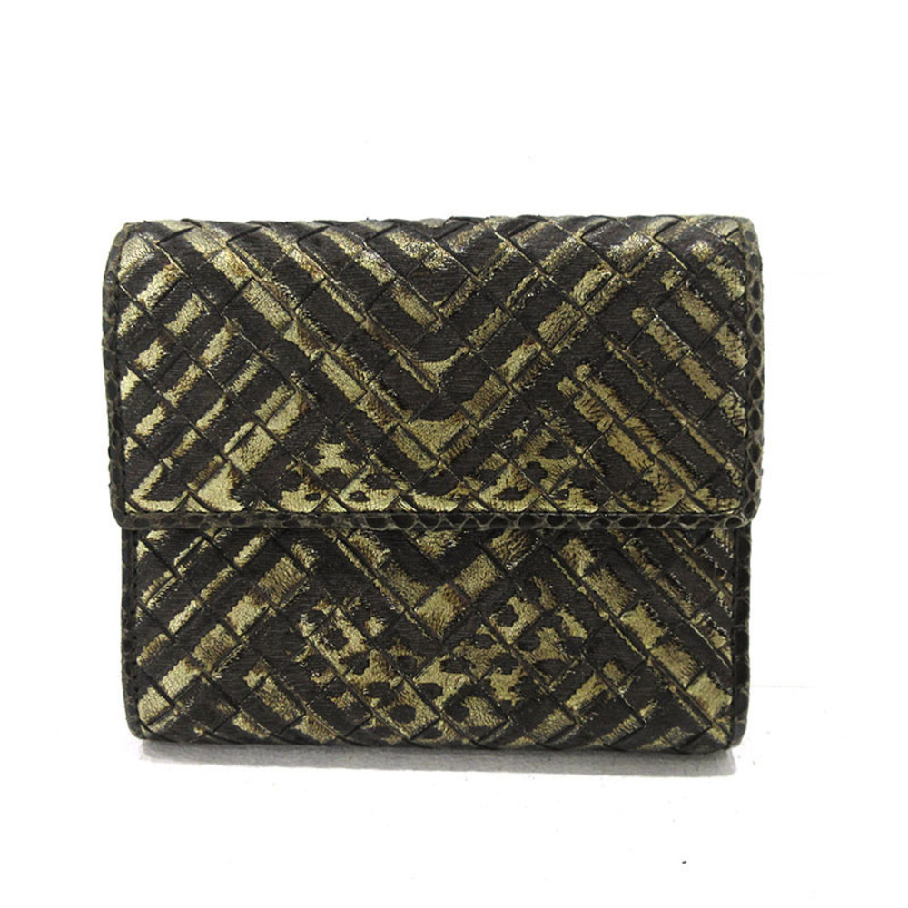 Bottega Veneta Bisanzio Python Compact Wallet Gol… - image 2